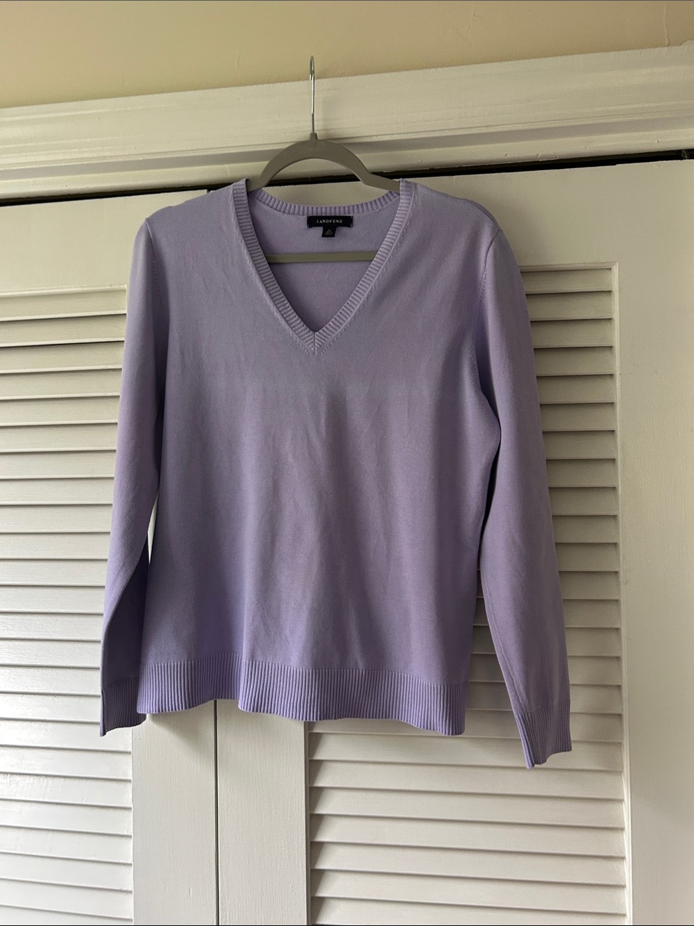 Lands' End Lavender V-Neck Sweater